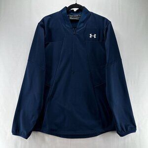 Under Armour Coldgear Sweatshirt Mens Sz L Loose Fit Half Zip Pullover Dark Blue